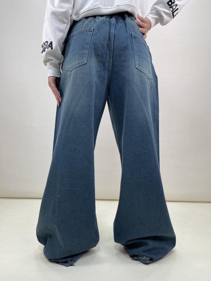 شلوار جین زنانه فول بگ آبی