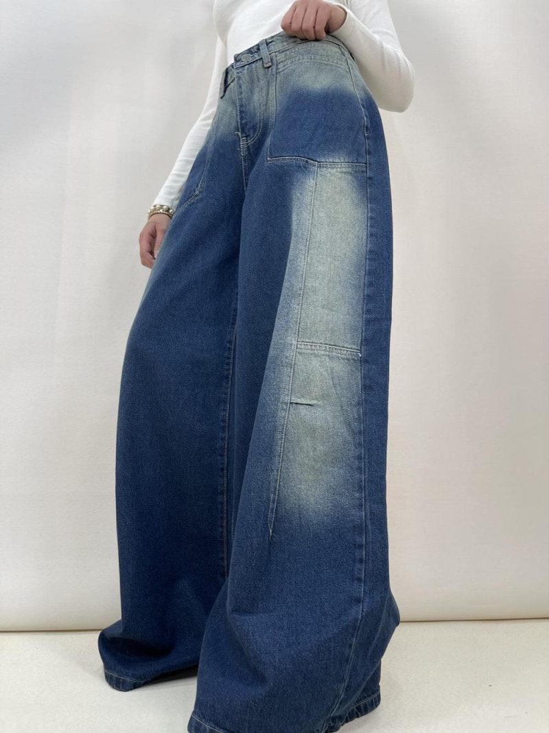 شلوار جین زنانه سوپر بگ آبی تیره