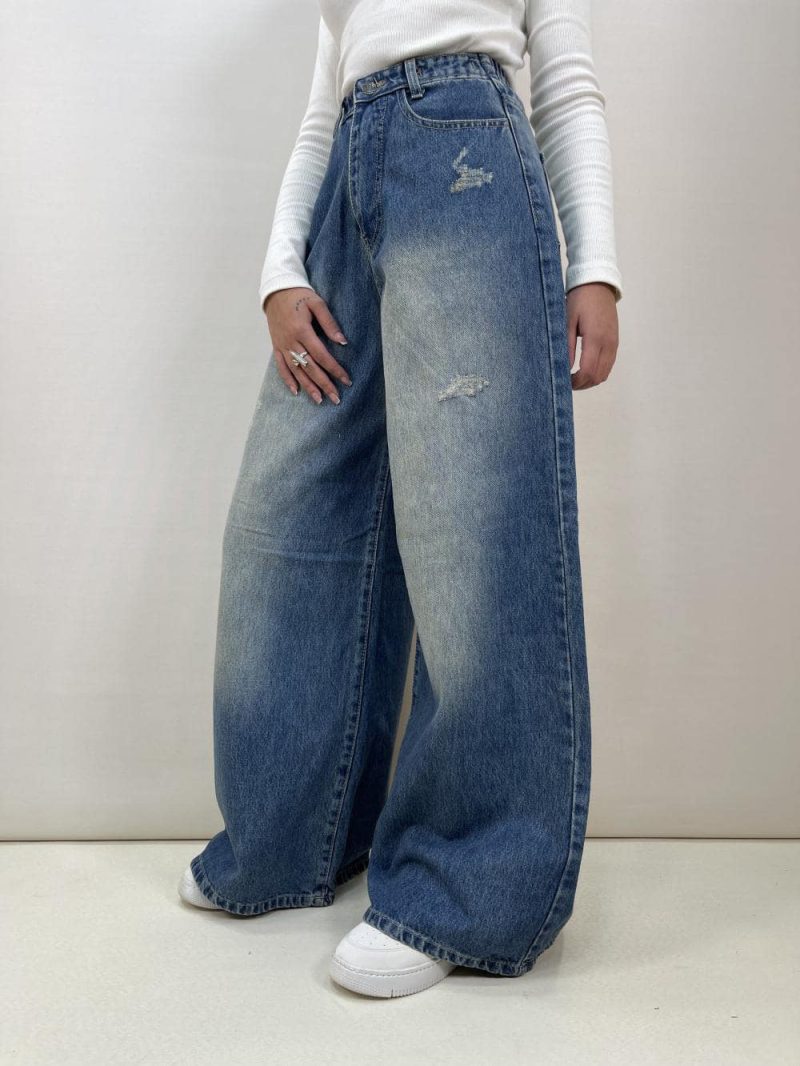 شلوار جین زنانه سوپر بگ آبی