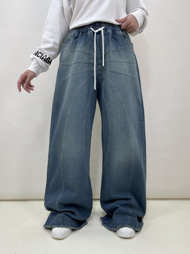 شلوار جین زنانه فول بگ آبی