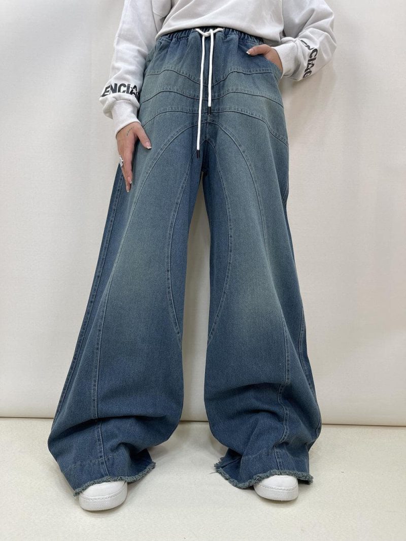 شلوار جین زنانه فول بگ آبی