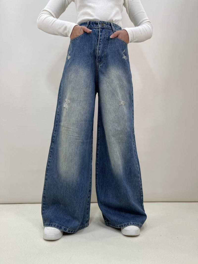 شلوار جین زنانه سوپر بگ آبی