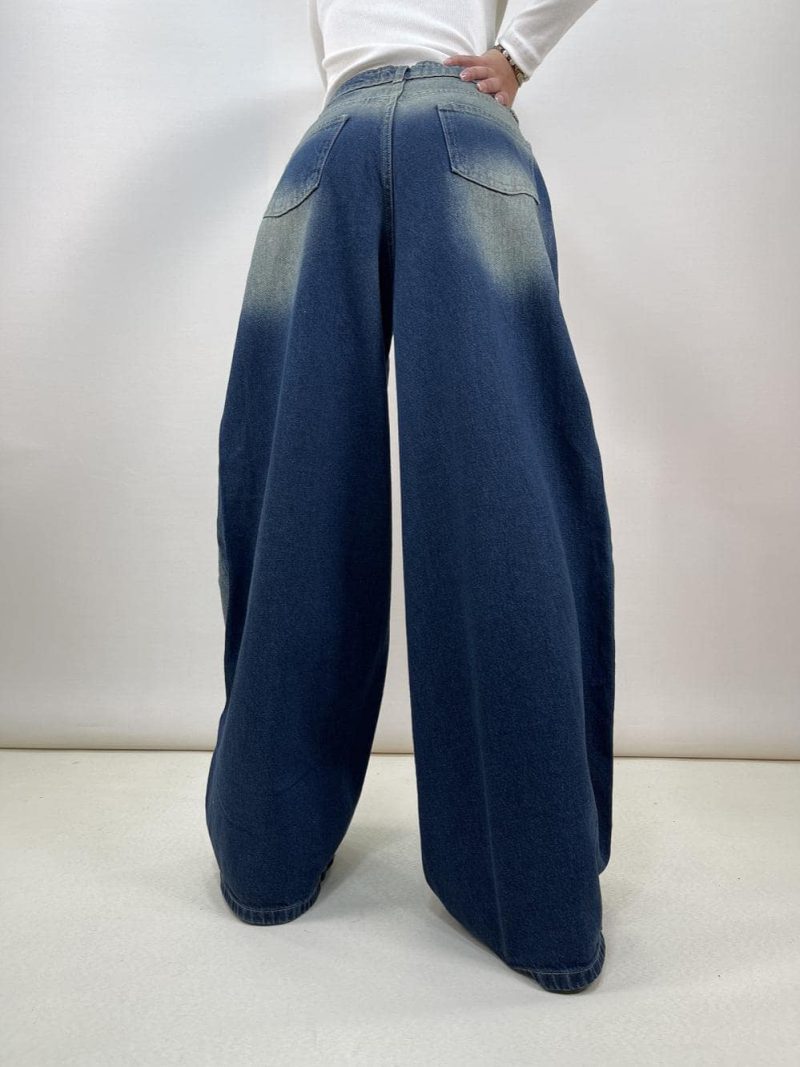 شلوار جین زنانه سوپر بگ آبی تیره