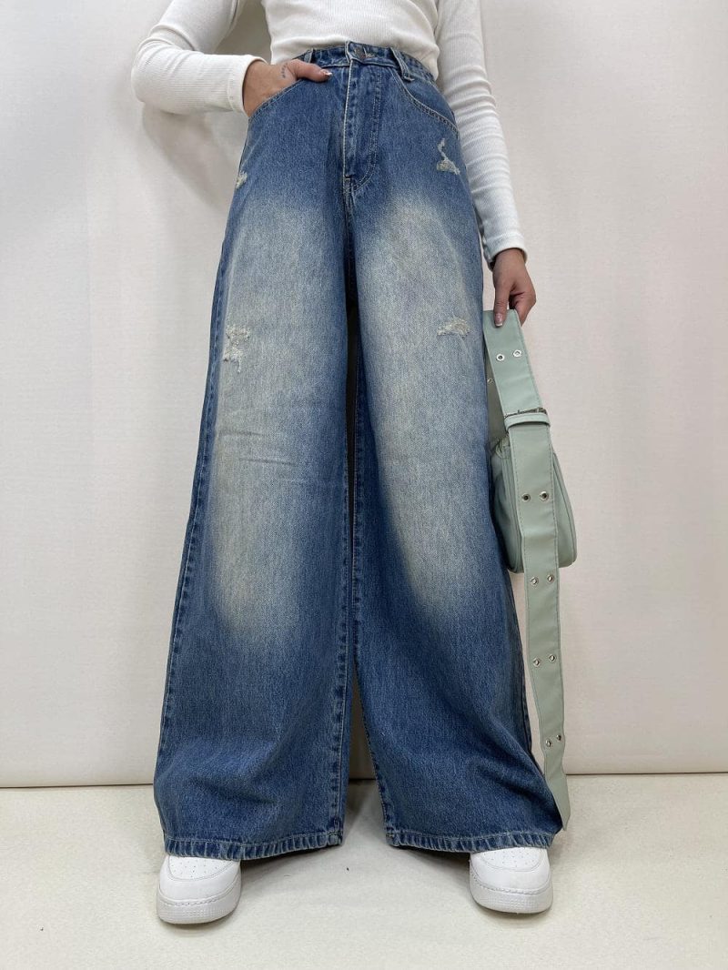 شلوار جین زنانه سوپر بگ آبی