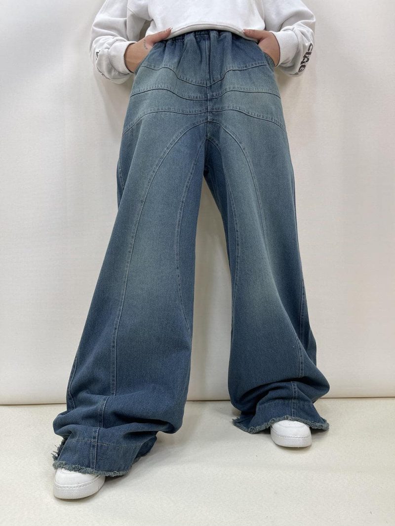 شلوار جین زنانه فول بگ آبی