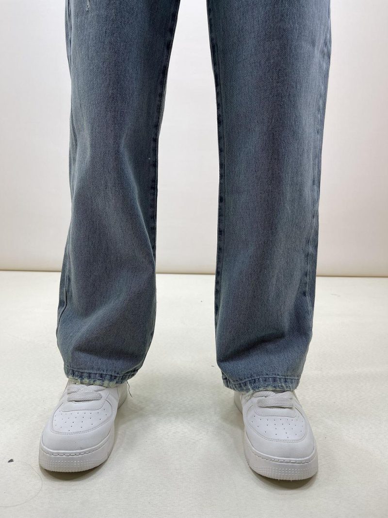 شلوار جین نیم بگ زنانه آبی