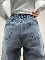 شلوار جین نیم بگ زنانه آبی