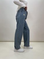 شلوار جین نیم بگ زنانه آبی
