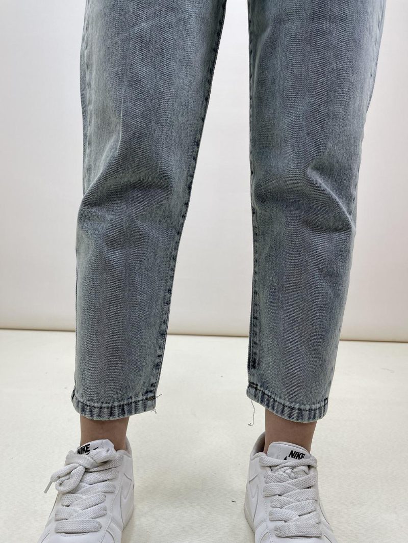 شلوار جین زنانه مام فیت رنگ لیمویی