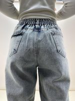 شلوار جین زنانه مام فیت رنگ لیمویی