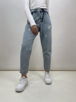 شلوار جین زنانه مام فیت رنگ لیمویی