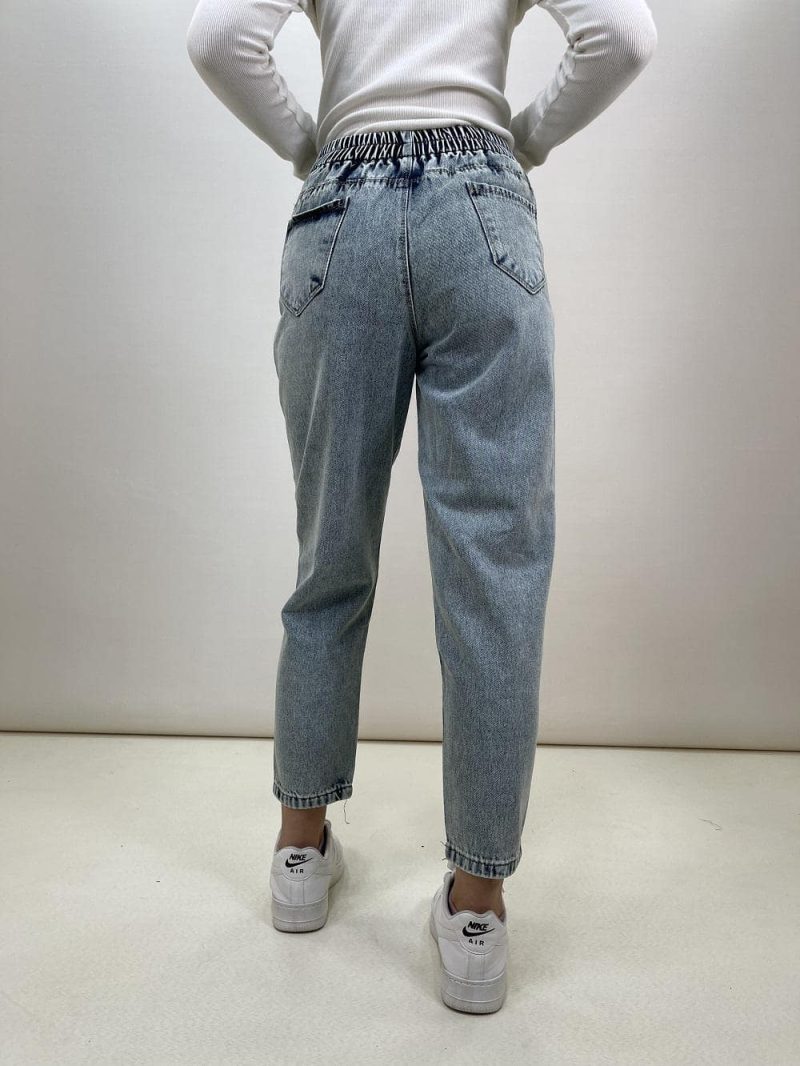 شلوار جین زنانه مام فیت رنگ لیمویی