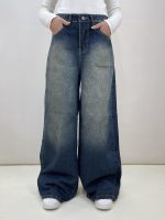 شلوار جین زنانه فول بگ آبی تینت