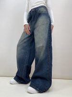 شلوار جین زنانه فول بگ آبی تینت