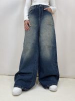 شلوار جین زنانه فول بگ آبی تینت