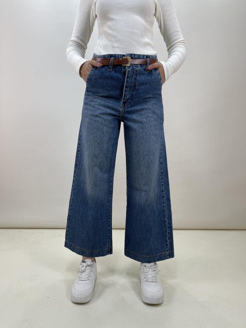 شلوار جین زنانه واید لگ آبی
