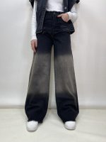 شلوار جین زنانه بگ زغالی تنت دار