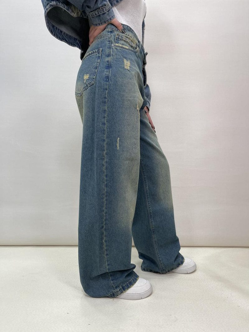 شلوار جین بگ زنانه آبی