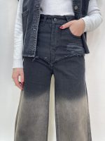شلوار جین زنانه بگ زغالی تنت دار