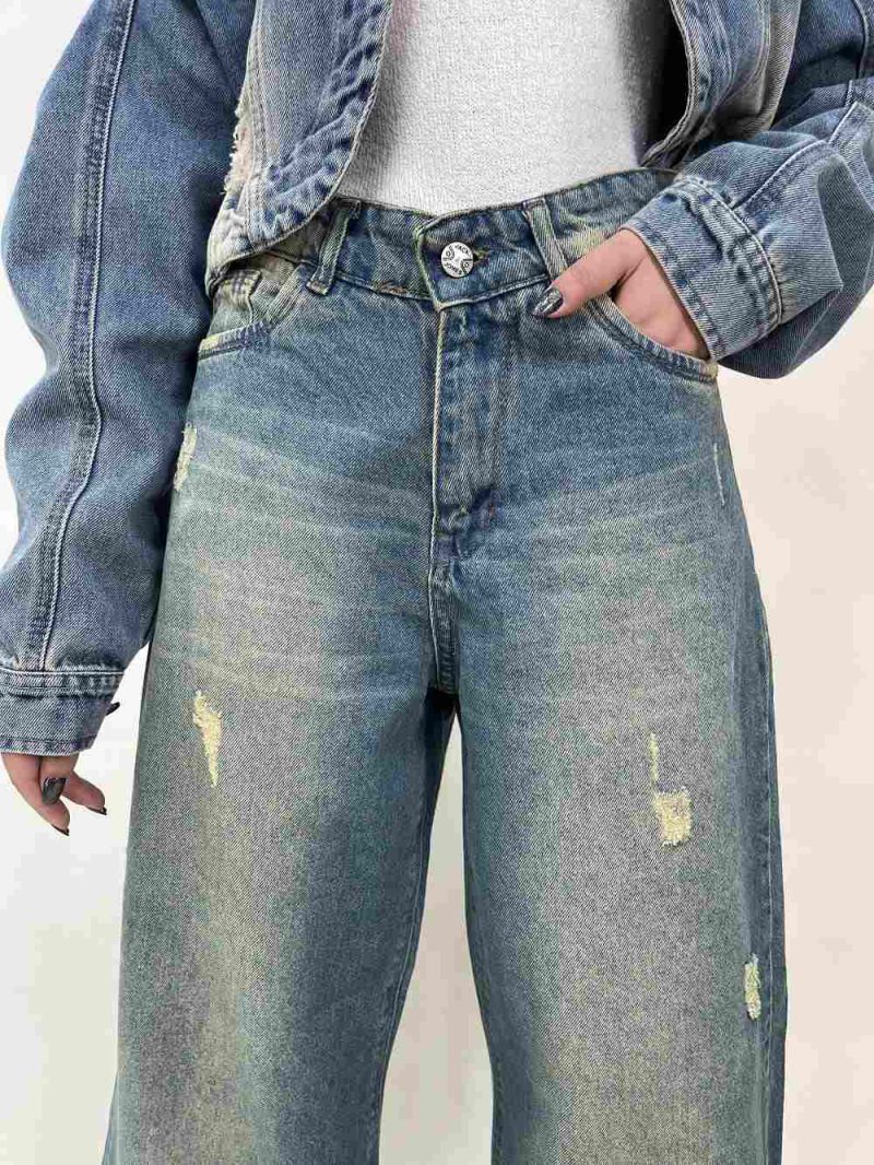 شلوار جین بگ زنانه آبی