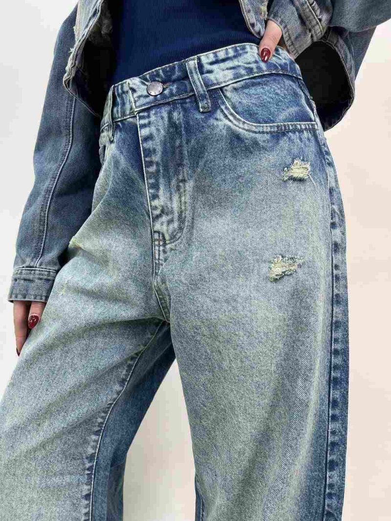 شلوار جین زنانه فول بگ آبی