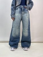 شلوار جین زنانه فول بگ آبی