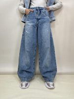 شلوار جین زنانه فول بگ آبی دمپا گت