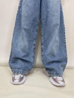 شلوار جین زنانه فول بگ آبی دمپا گت