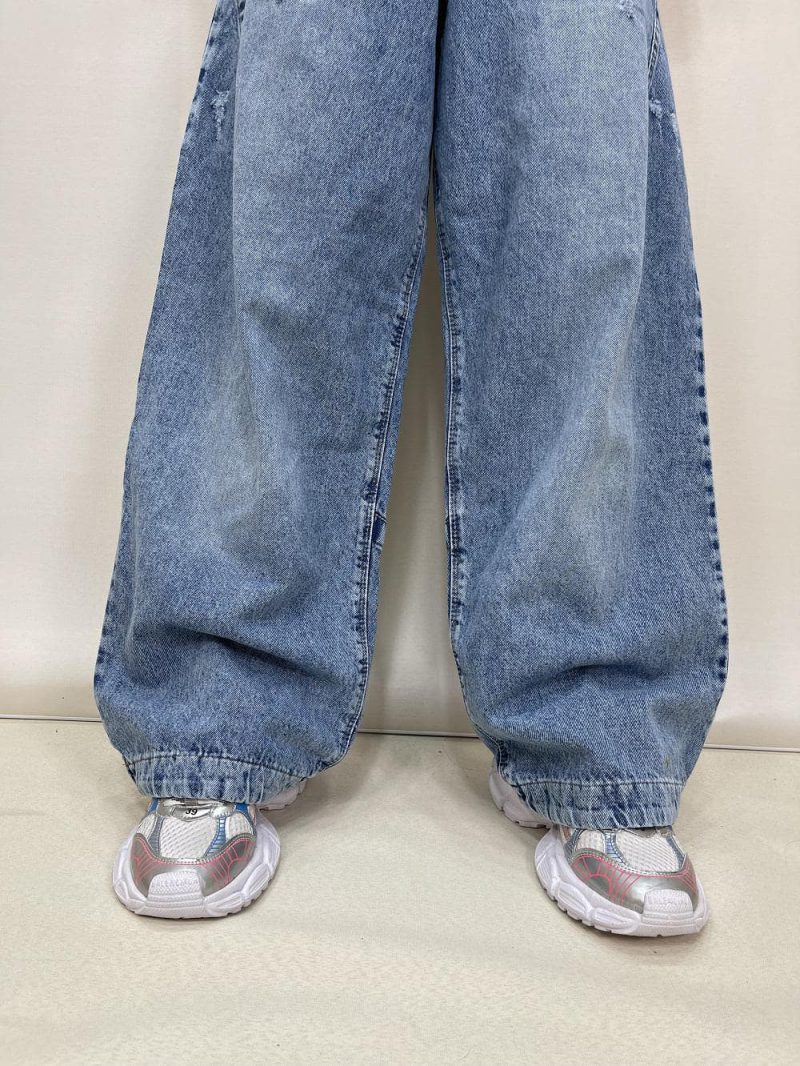 شلوار جین زنانه فول بگ آبی دمپا گت