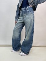 شلوار جین زنانه فول بگ آبی
