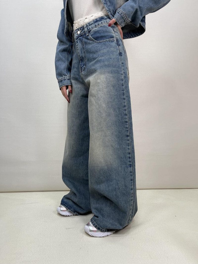 شلوار جین زنانه سوپر بگ آبی