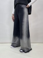 شلوار جین زنانه فول بگ شافل زغالی