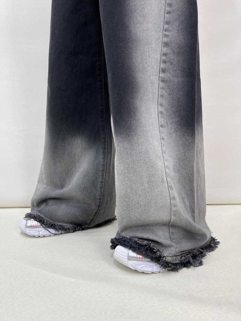 شلوار جین زنانه فول بگ شافل زغالی