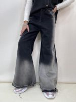 شلوار جین زنانه فول بگ شافل زغالی