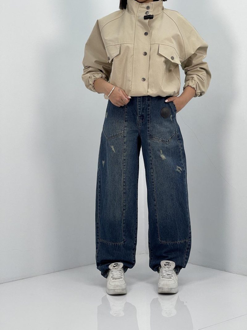 شلوار جین زنانه بالونی آبی