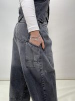 شلوار جین زنانه فول بگ زغالی طوسی