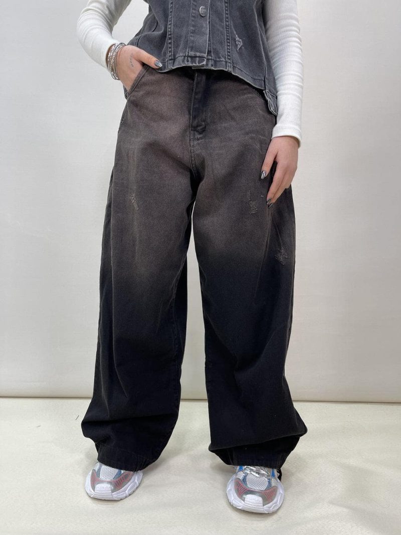 شلوار جین زنانه فول بگ تینت دار