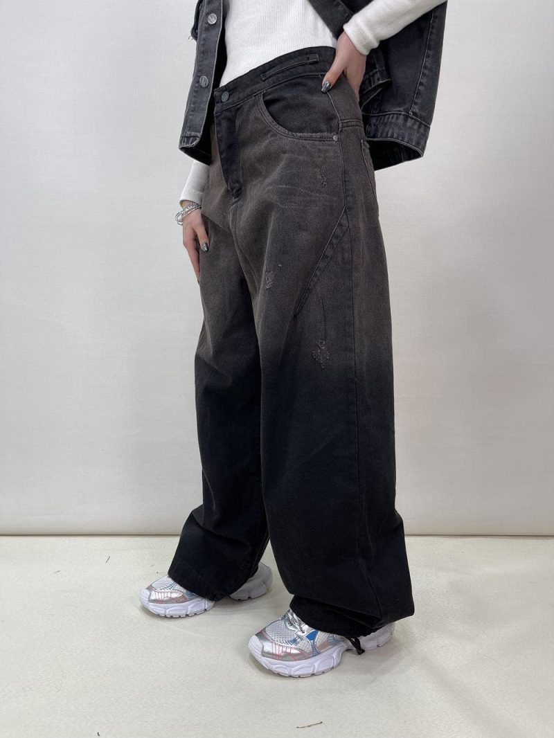 شلوار جین زنانه فول بگ تینت دار