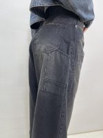 شلوار جین زنانه فول بگ دمپا گت خور زغالی