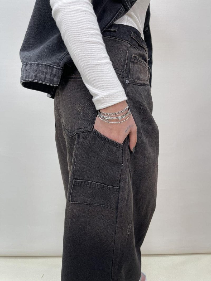 شلوار جین زنانه فول بگ تینت دار