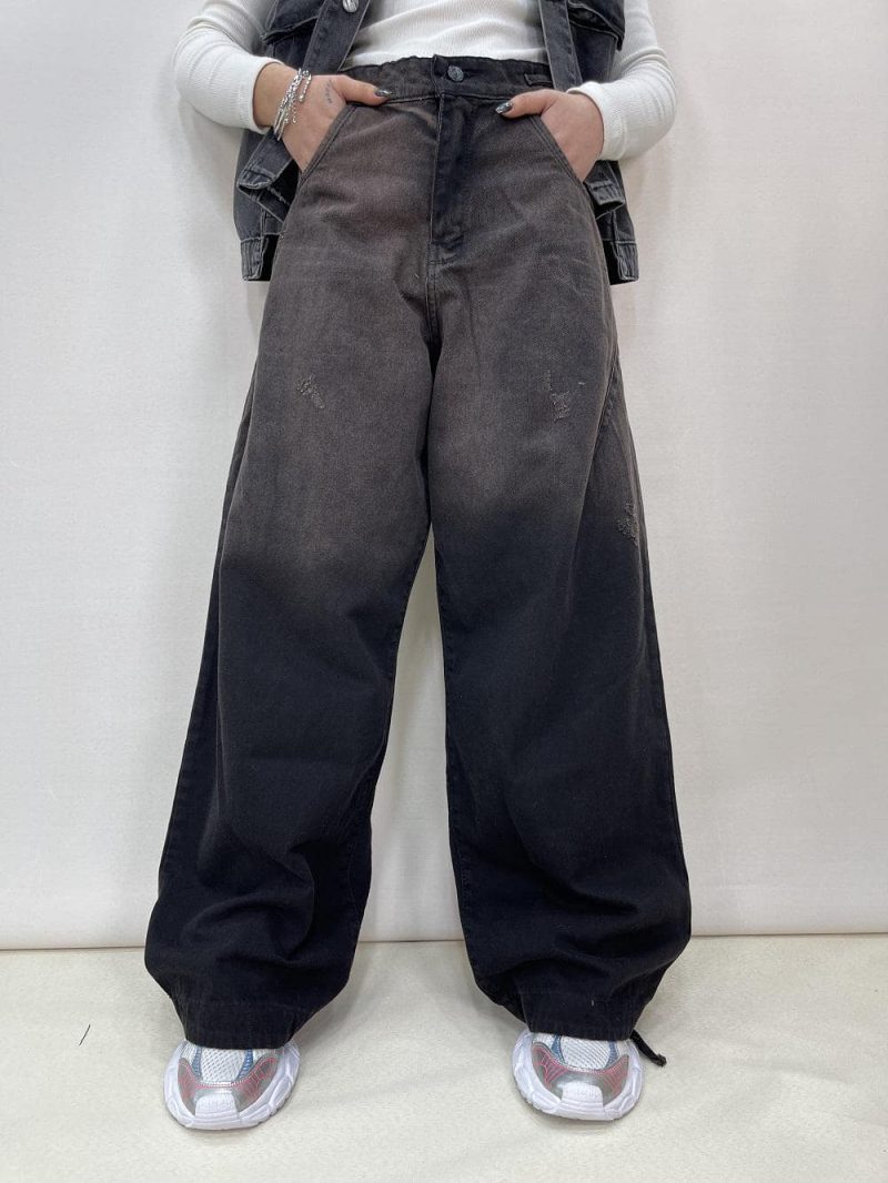 شلوار جین زنانه فول بگ تینت دار