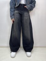 شلوار جین زنانه فول بگ دمپا گت خور زغالی