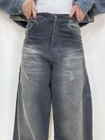 شلوار جین زنانه فول بگ دمپا گت خور زغالی