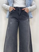 شلوار جین زنانه فول بگ شافل زغالی