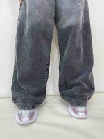 شلوار جین زنانه فول بگ زغالی طوسی