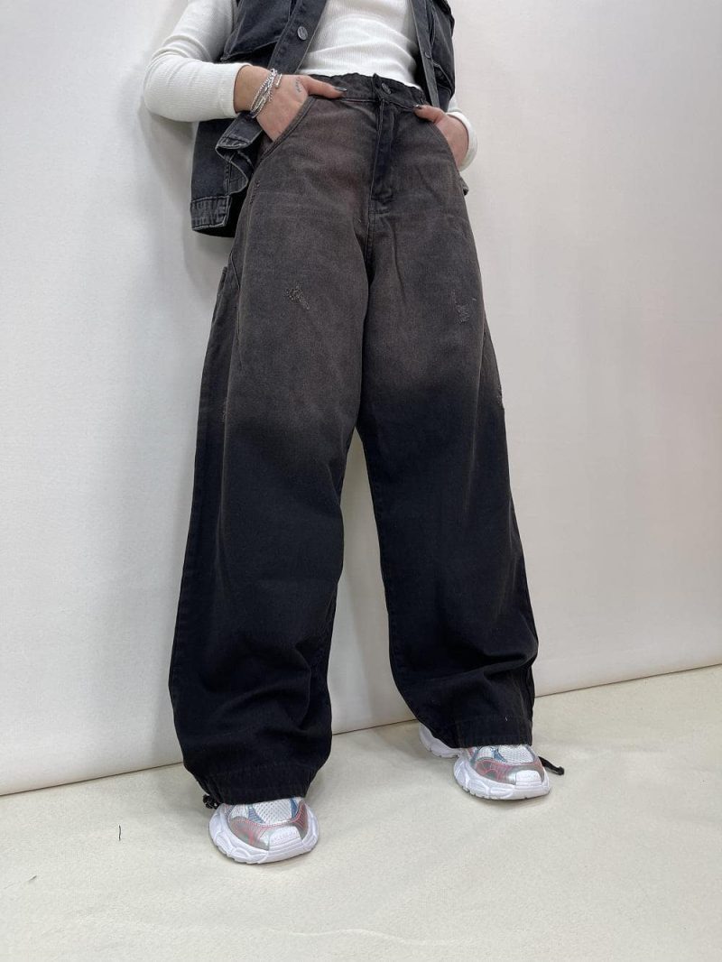 شلوار جین زنانه فول بگ تینت دار