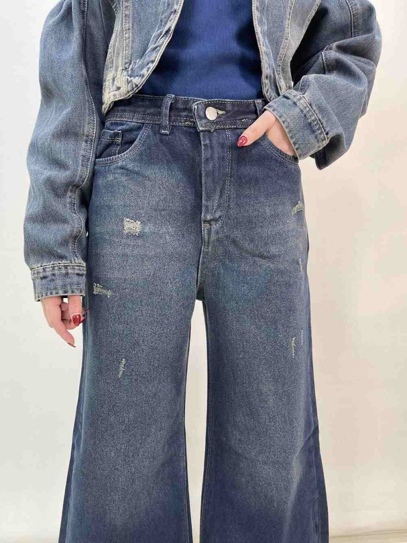 شلوار جین زنانه فول بگ سرمه ای