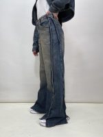 شلوار جین زنانه فول بگ دمپا چاکدار تینت