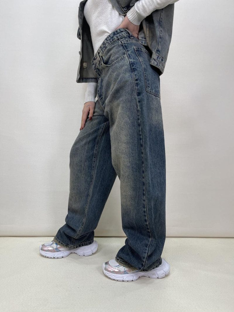 شلوار جین زنانه فول بگ تینت آبی