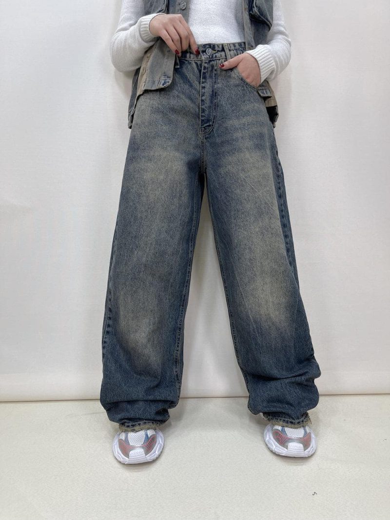 شلوار جین زنانه فول بگ تینت آبی